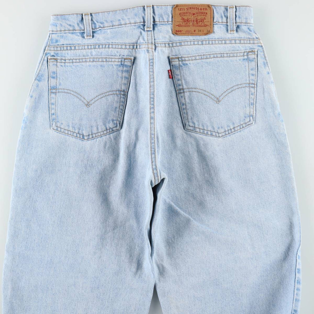 Levi's 560 Loose Fit Tapered Leg Denim Pants, Made in USA, Men's Size W34 (approx.) cotton Blue type light blue Vintage Second Hand