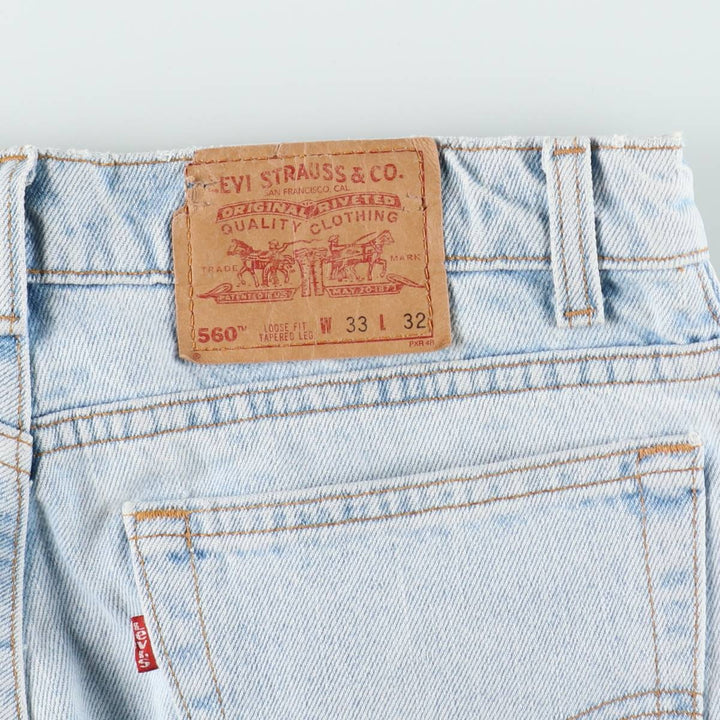 Levi's 560 Loose Fit Tapered Leg Denim Pants, Made in USA, Men's Size W33 (approx.) cotton Blue type light blue Vintage Second Hand