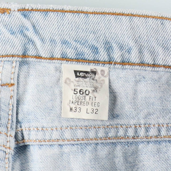 Levi's 560 Loose Fit Tapered Leg Denim Pants, Made in USA, Men's Size W33 (approx.) cotton Blue type light blue Vintage Second Hand