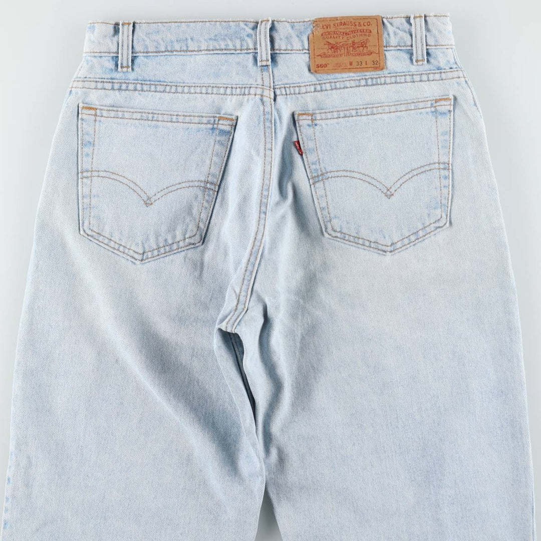 Levi's 560 Loose Fit Tapered Leg Denim Pants, Made in USA, Men's Size W33 (approx.) cotton Blue type light blue Vintage Second Hand