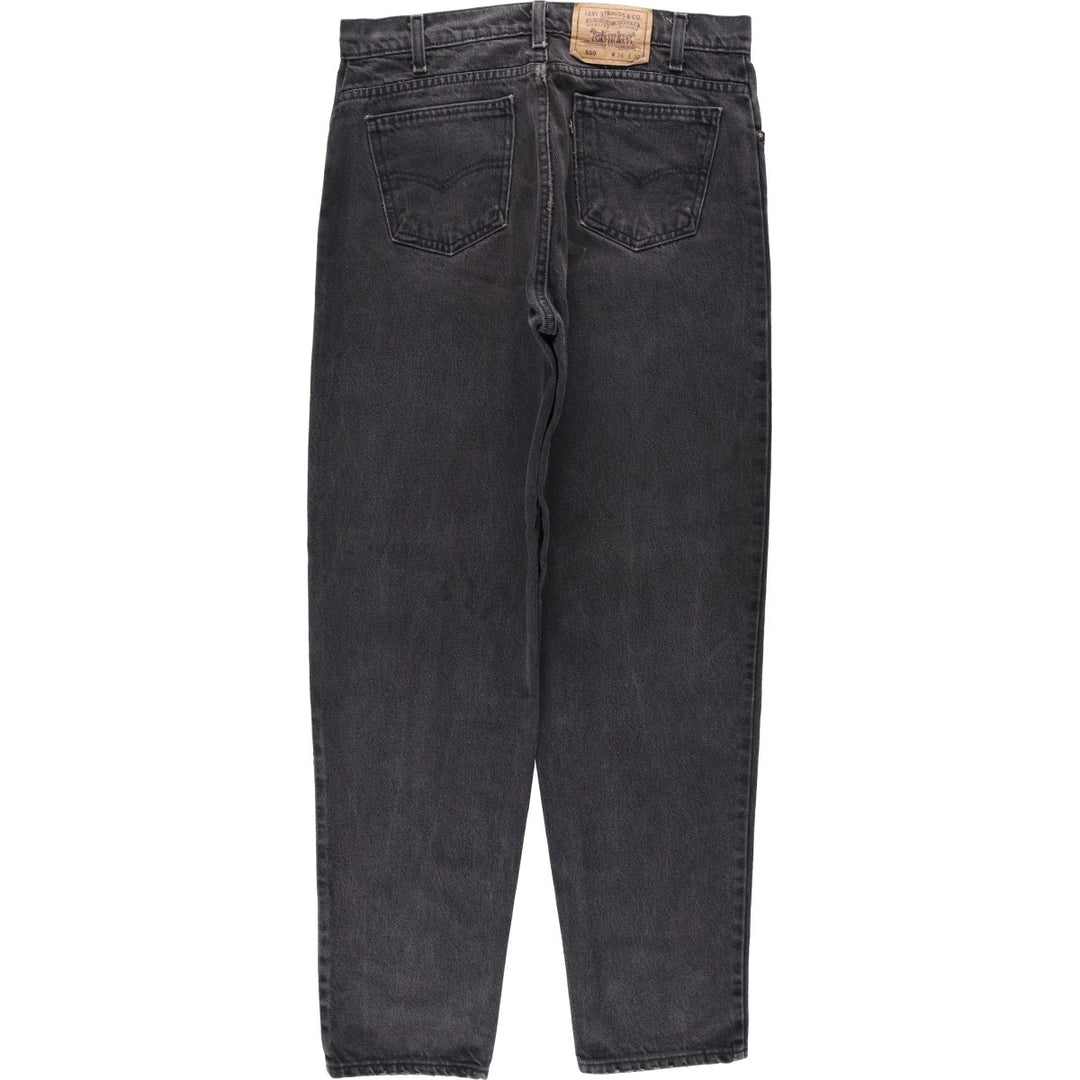 Levi's 550 Black Denim Tapered Jeans, Made in USA, Men's Size W34 (approx.), Vintage cotton black type Vintage Second Hand