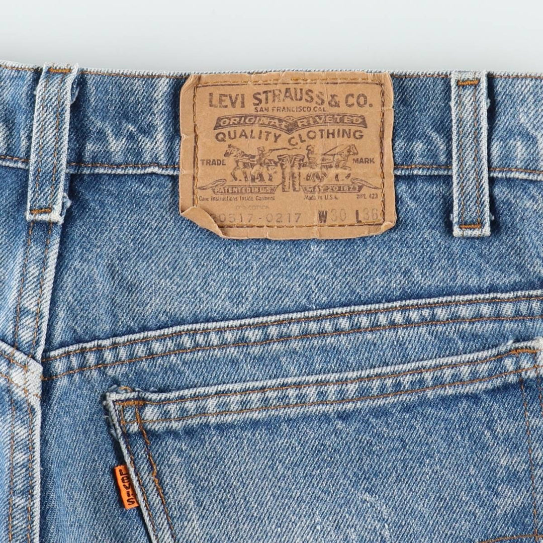 ~90'S Levi's 20517-0217 Orange Tab Bootcut Denim Pants, Made in USA, Men's W30 equivalent, Vintage cotton blue type Vintage Second Hand