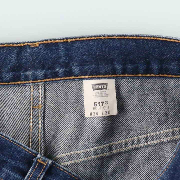 2000'S Levi's 517 Boot Cut Denim Pants, Made in USA, Men's Size 34 cotton blue type Vintage Second Hand