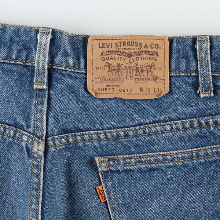 ~90'S Levi's 20517-0217 Orange Tab Bootcut Denim Pants, Made in USA, Men's W36 (approx.), Vintage cotton blue type Vintage Second Hand