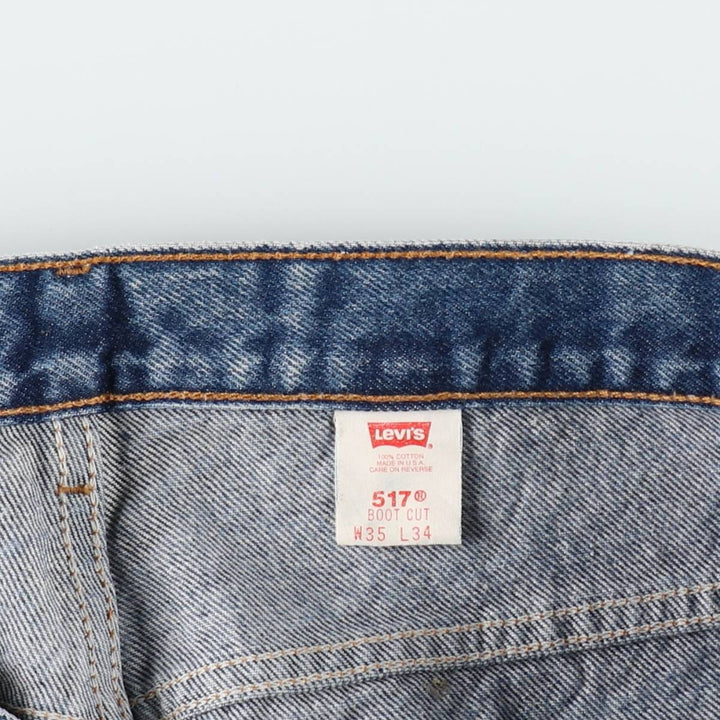 1990'S Levi's 517 Bootcut Denim Pants, Made in USA, Men's Size W35 (approx.), Vintage cotton blue type Vintage Second Hand