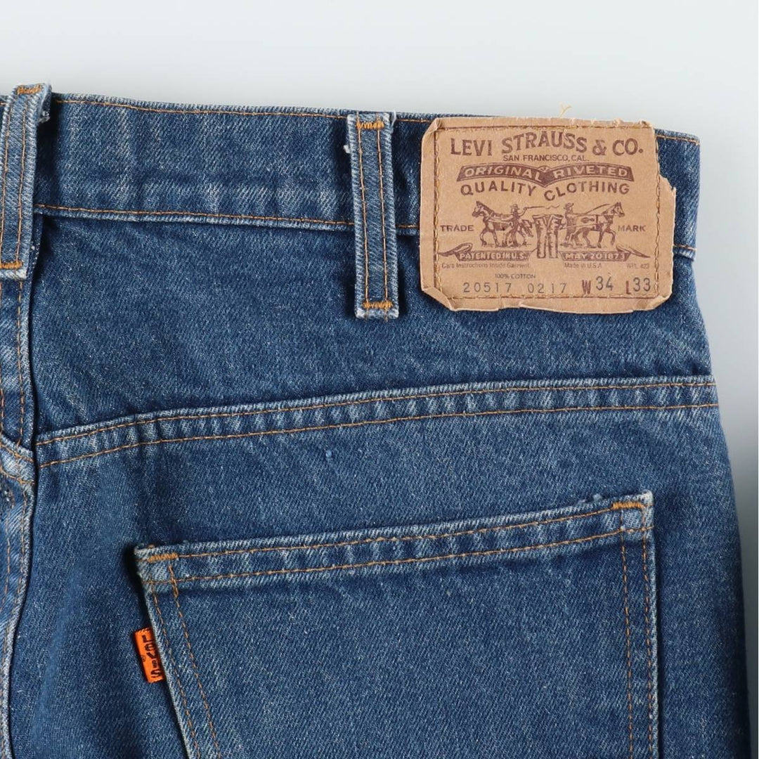 90'S Levi's 20517-0217 Orange Tab Bootcut Denim Pants Made in USA Men's W34 Vintage cotton blue type Vintage Second Hand