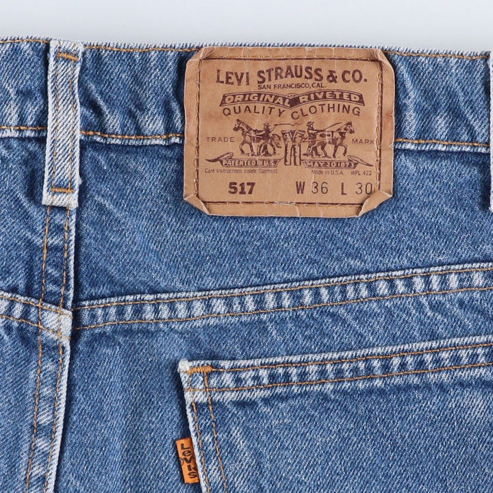 1990'S Levi's 517 Orange Tab Bootcut Denim Pants, Made in USA, Men's Size W36 (approx.), Vintage cotton blue type Vintage Second Hand