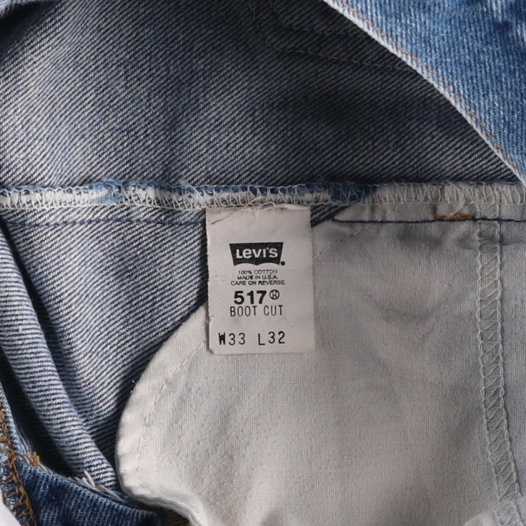 2000'S Levi's 517 Boot Cut Denim Pants, Made in USA, Men's Size 34 cotton blue type Vintage Second Hand