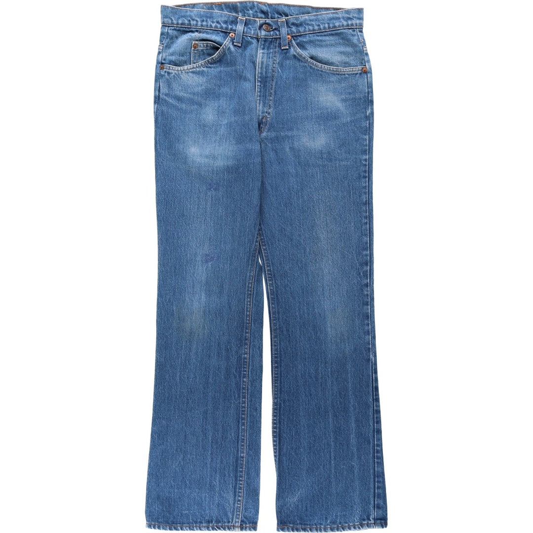 1980'S Levi's 20517-0217 Orange Tab Flare Cut Denim Pants, Made in USA, Vintage cotton blue type Vintage Second Hand