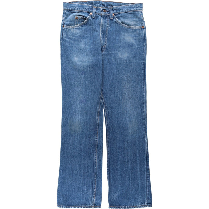 1980'S Levi's 20517-0217 Orange Tab Flare Cut Denim Pants, Made in USA, Vintage cotton blue type Vintage Second Hand