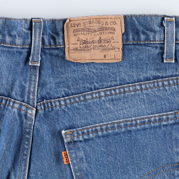 1980'S Levi's 20517-0217 Orange Tab Flare Cut Denim Pants, Made in USA, Vintage cotton blue type Vintage Second Hand