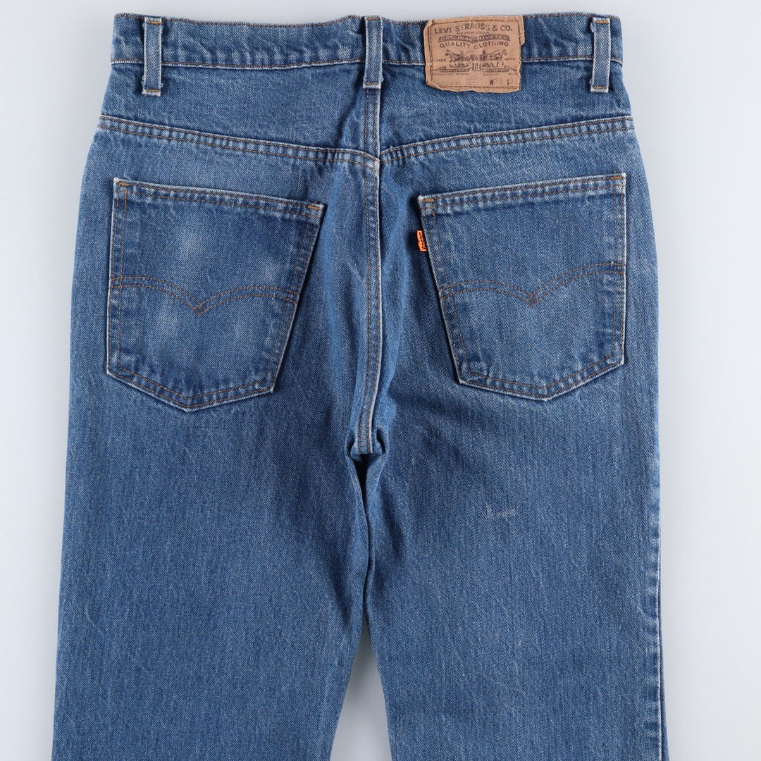 1980'S Levi's 20517-0217 Orange Tab Flare Cut Denim Pants, Made in USA, Vintage cotton blue type Vintage Second Hand