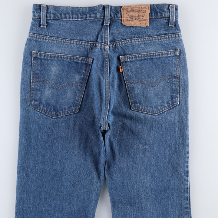 1980'S Levi's 20517-0217 Orange Tab Flare Cut Denim Pants, Made in USA, Vintage cotton blue type Vintage Second Hand