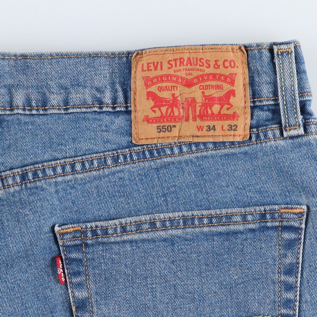 Levi's 550 tapered denim pants for men, size W34 cotton blue type Vintage Second Hand