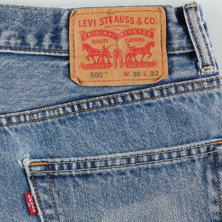 Levi's 550 tapered denim pants for men, size w36 cotton blue type Vintage Second Hand