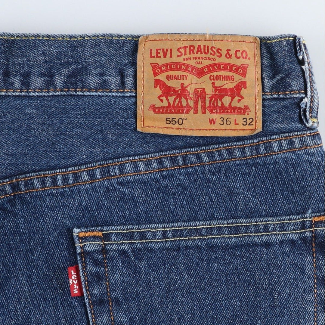 Levi's 550 tapered denim pants for men, size w37 cotton navy blue type Vintage Second Hand