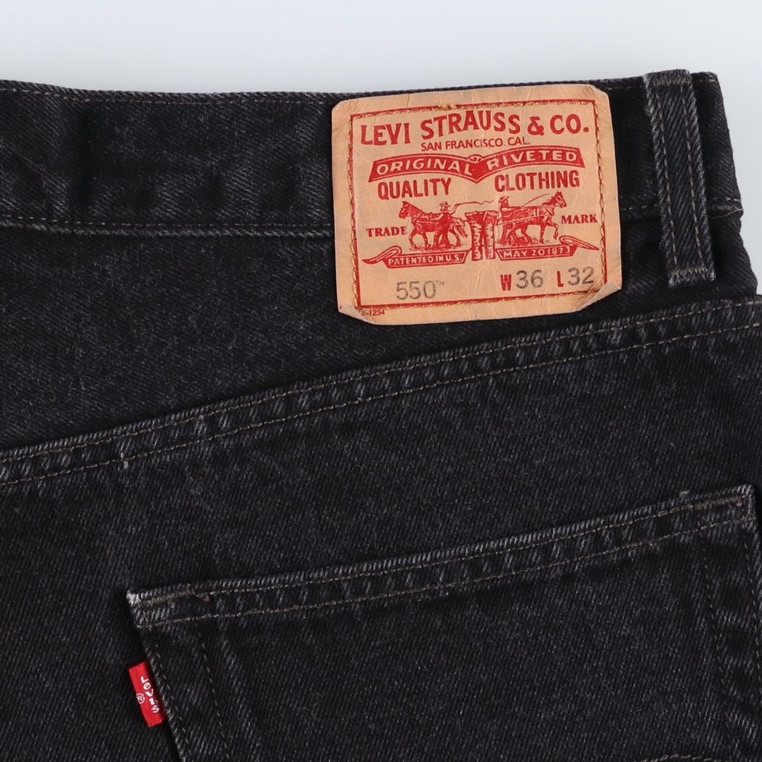 Levi's 550 Relaxed Fit Tapered Denim Pants, Black, Men's, Size 37 cotton black type Vintage Second Hand