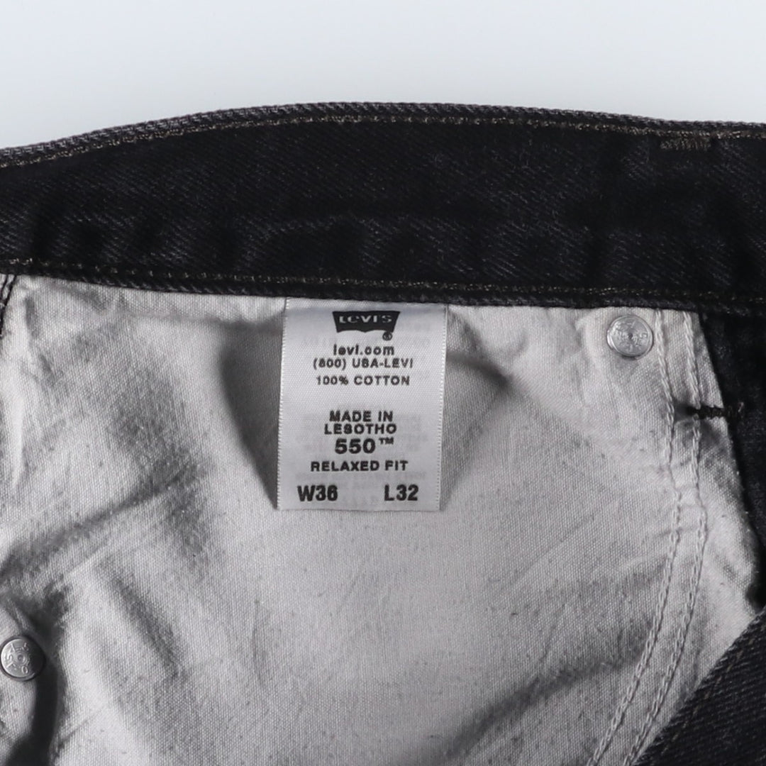 Levi's 550 Relaxed Fit Tapered Denim Pants, Black, Men's, Size 37 cotton black type Vintage Second Hand