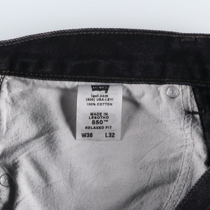 Levi's 550 Relaxed Fit Tapered Denim Pants, Black, Men's, Size 37 cotton black type Vintage Second Hand