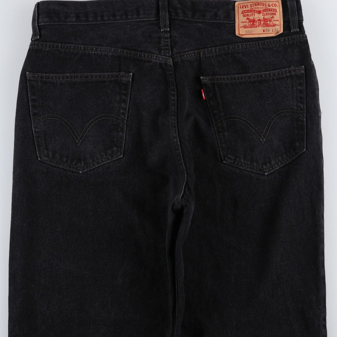 Levi's 550 Relaxed Fit Tapered Denim Pants, Black, Men's, Size 37 cotton black type Vintage Second Hand