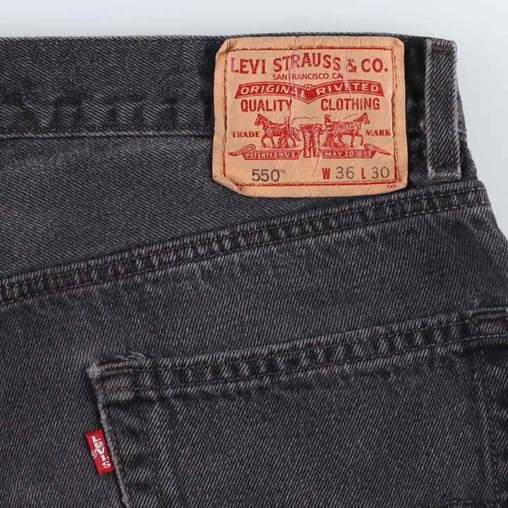 Levi's 550 Relaxed Fit Tapered Denim Pants, Black, Men's, Size W32 cotton black type Vintage Second Hand