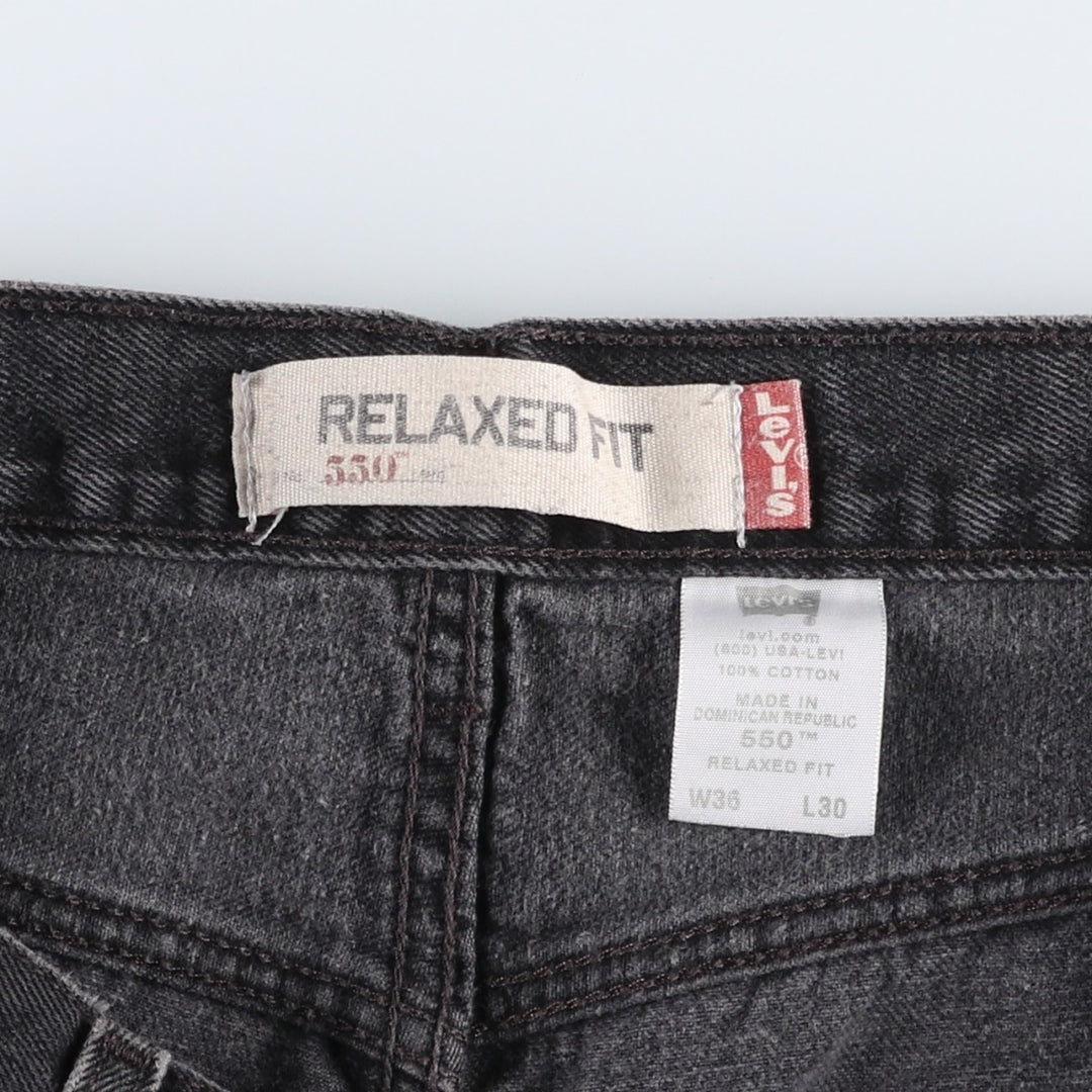 Levi's 550 Relaxed Fit Tapered Denim Pants, Black, Men's, Size W32 cotton black type Vintage Second Hand