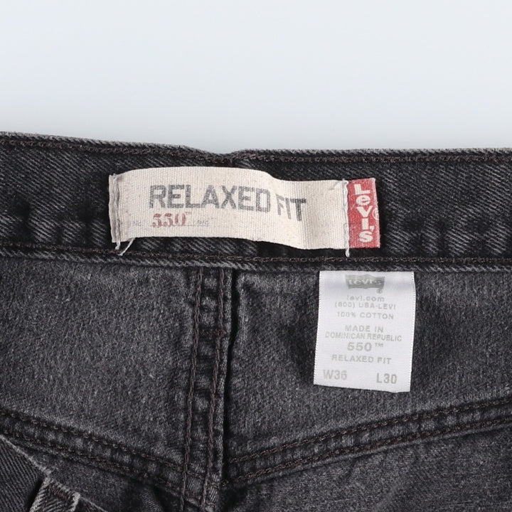 Levi's 550 Relaxed Fit Tapered Denim Pants, Black, Men's, Size W32 cotton black type Vintage Second Hand