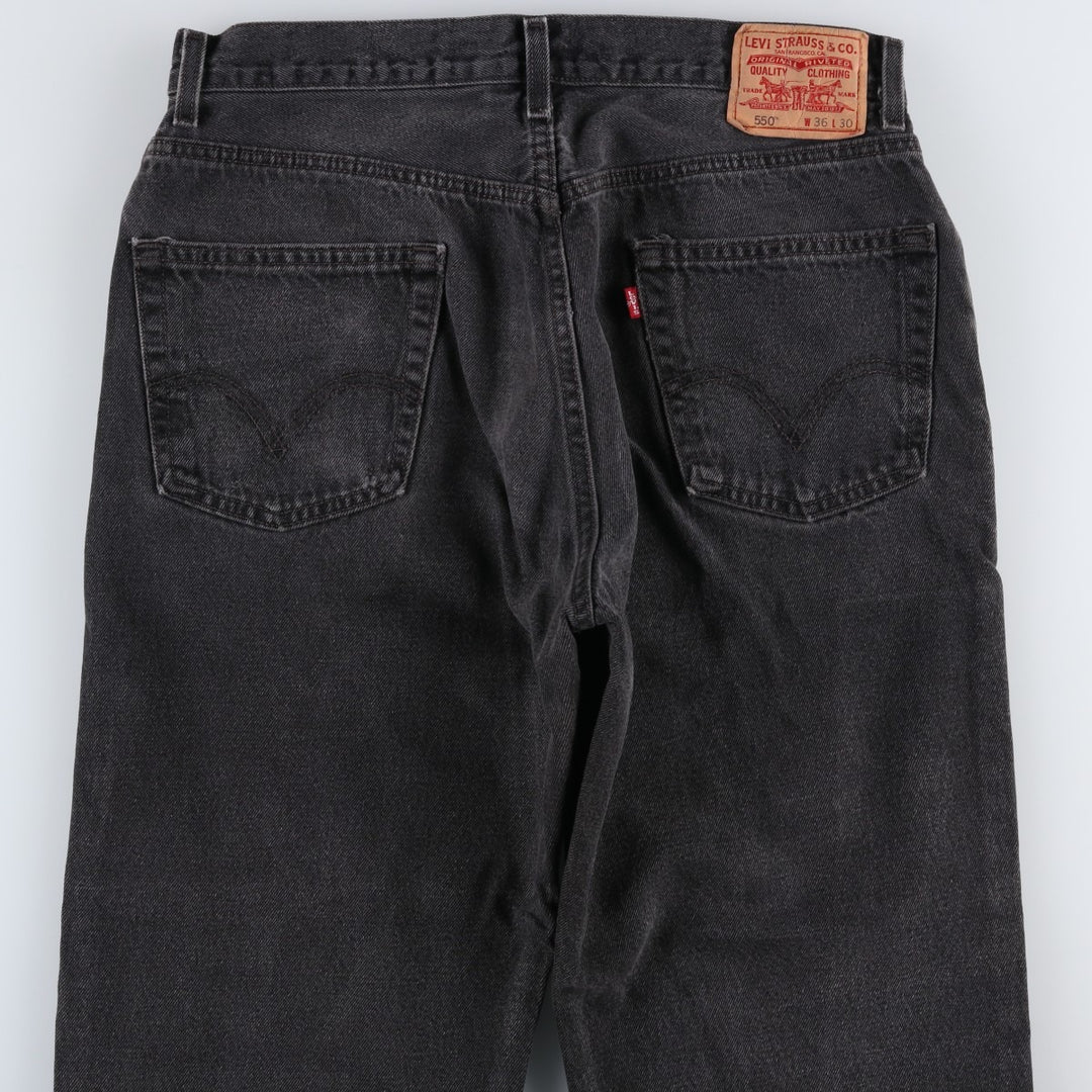 Levi's 550 Relaxed Fit Tapered Denim Pants, Black, Men's, Size W32 cotton black type Vintage Second Hand
