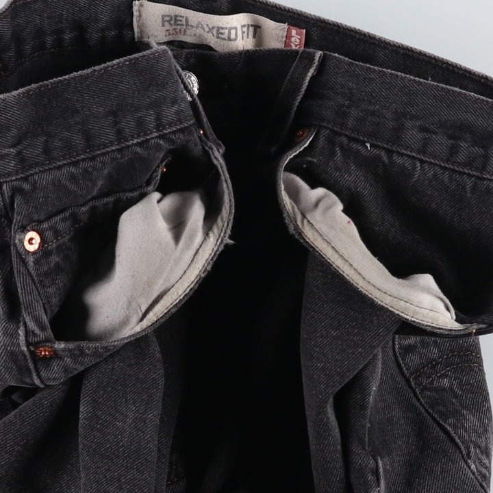 Levi's 550 Relaxed Fit Tapered Denim Pants, Black, Men's, Size W32 cotton black type Vintage Second Hand