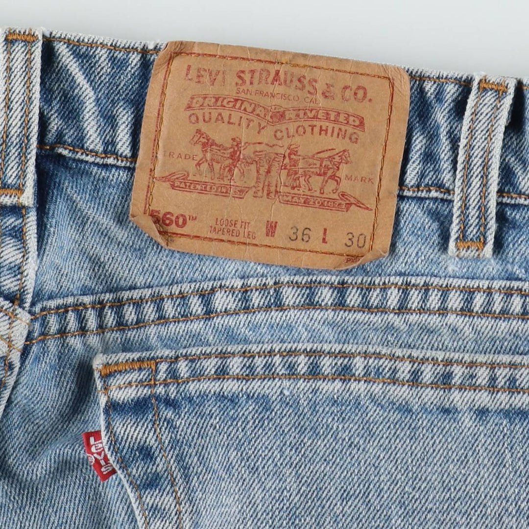 90'S Levi's 560 LOOSE FIT TAPERED LEG Tapered Denim Pants Made in USA Men's W36 Vintage cotton blue type Vintage Second Hand