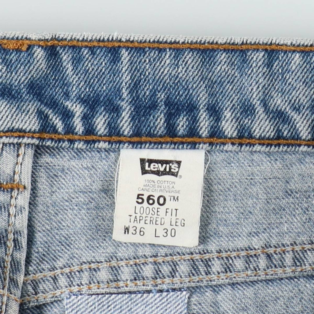 90'S Levi's 560 LOOSE FIT TAPERED LEG Tapered Denim Pants Made in USA Men's W36 Vintage cotton blue type Vintage Second Hand