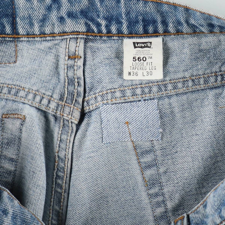 90'S Levi's 560 LOOSE FIT TAPERED LEG Tapered Denim Pants Made in USA Men's W36 Vintage cotton blue type Vintage Second Hand