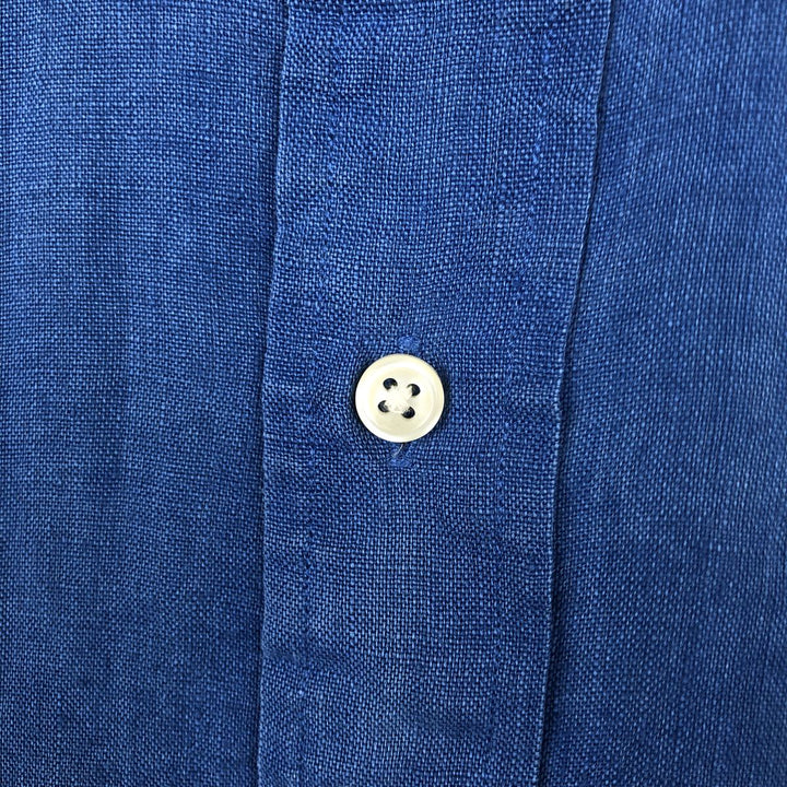 Ralph Lauren BLAKE short sleeve linen button down shirt, men's size XXL linen blue type Vintage Second Hand