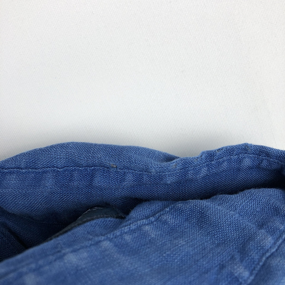 Ralph Lauren BLAKE short sleeve linen button down shirt, men's size XXL linen blue type Vintage Second Hand