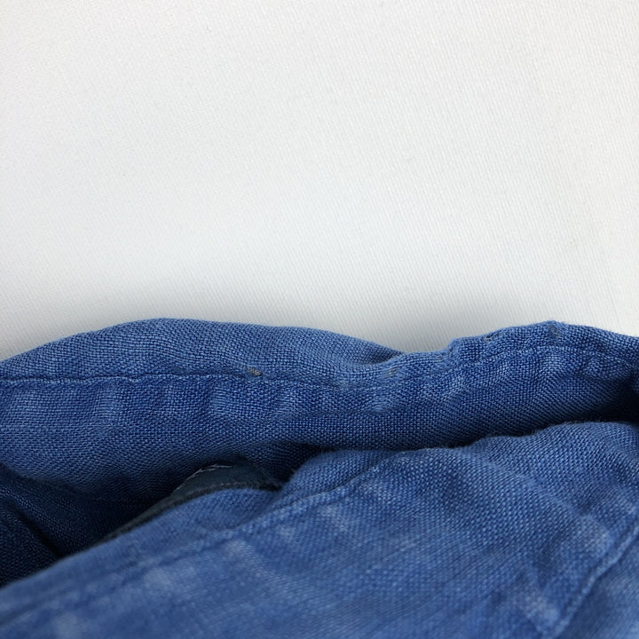 Ralph Lauren BLAKE short sleeve linen button down shirt, men's size XXL linen blue type Vintage Second Hand
