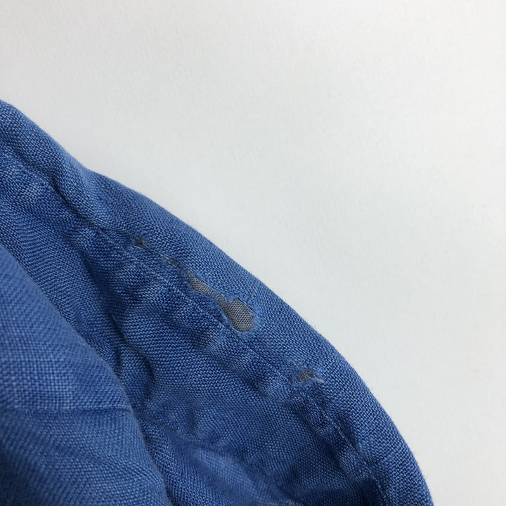 Ralph Lauren BLAKE short sleeve linen button down shirt, men's size XXL linen blue type Vintage Second Hand