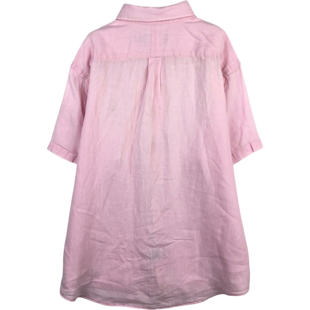 Ralph Lauren short sleeve linen button down shirt, men's size XL linen pink type Vintage Second Hand