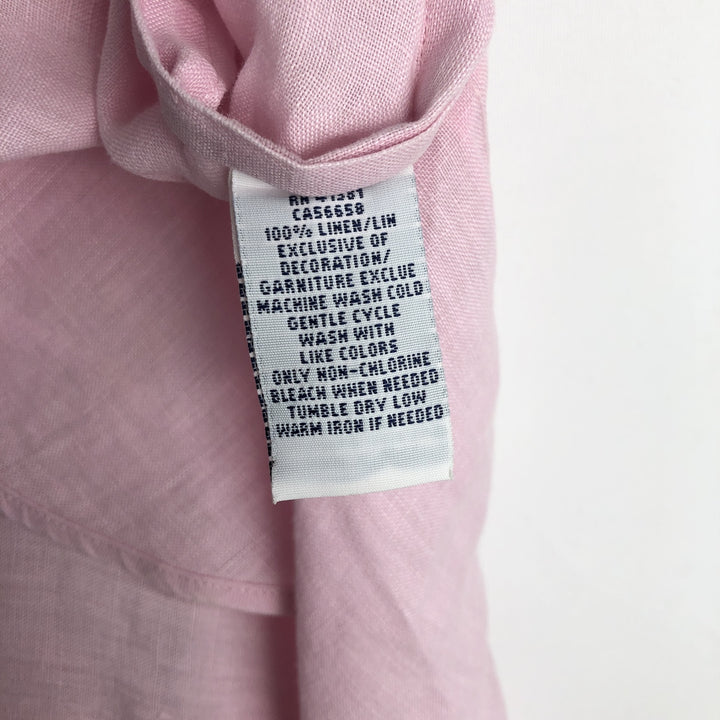 Ralph Lauren short sleeve linen button down shirt, men's size XL linen pink type Vintage Second Hand