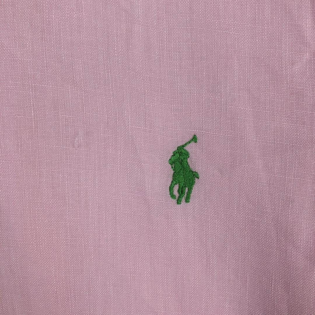 Ralph Lauren short sleeve linen button down shirt, men's size XL linen pink type Vintage Second Hand