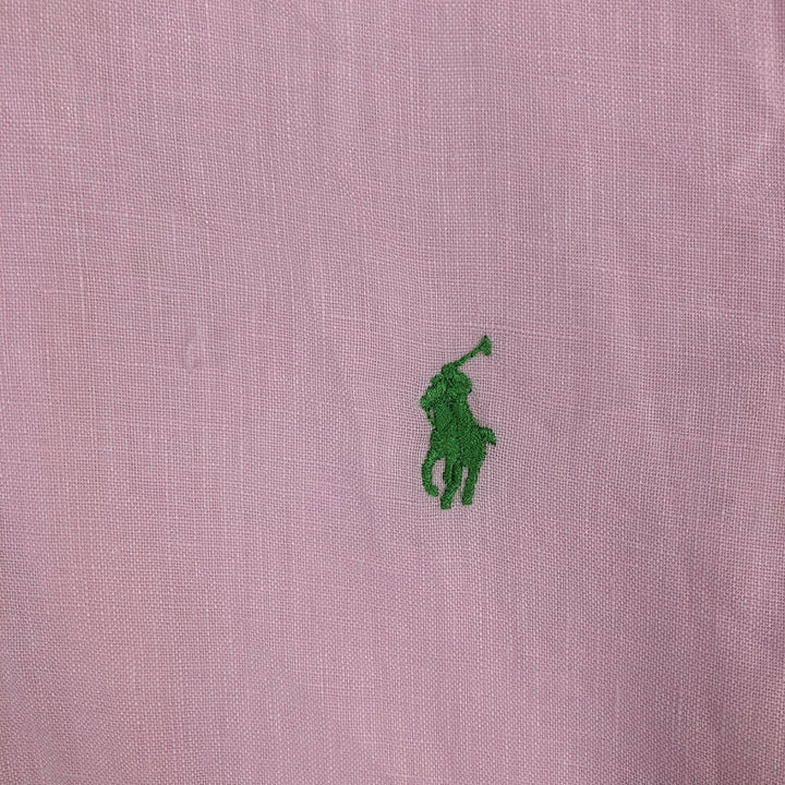 Ralph Lauren short sleeve linen button down shirt, men's size XL linen pink type Vintage Second Hand