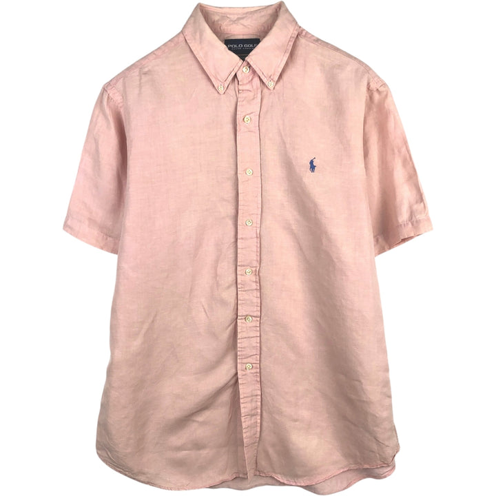 Ralph Lauren POLO GOLF Custom Fit Short-Sleeve Button-Down Shirt, Men's Size L (approx.) unclear pink type Vintage Second Hand
