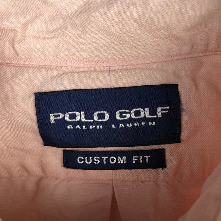 Ralph Lauren POLO GOLF Custom Fit Short-Sleeve Button-Down Shirt, Men's Size L (approx.) unclear pink type Vintage Second Hand
