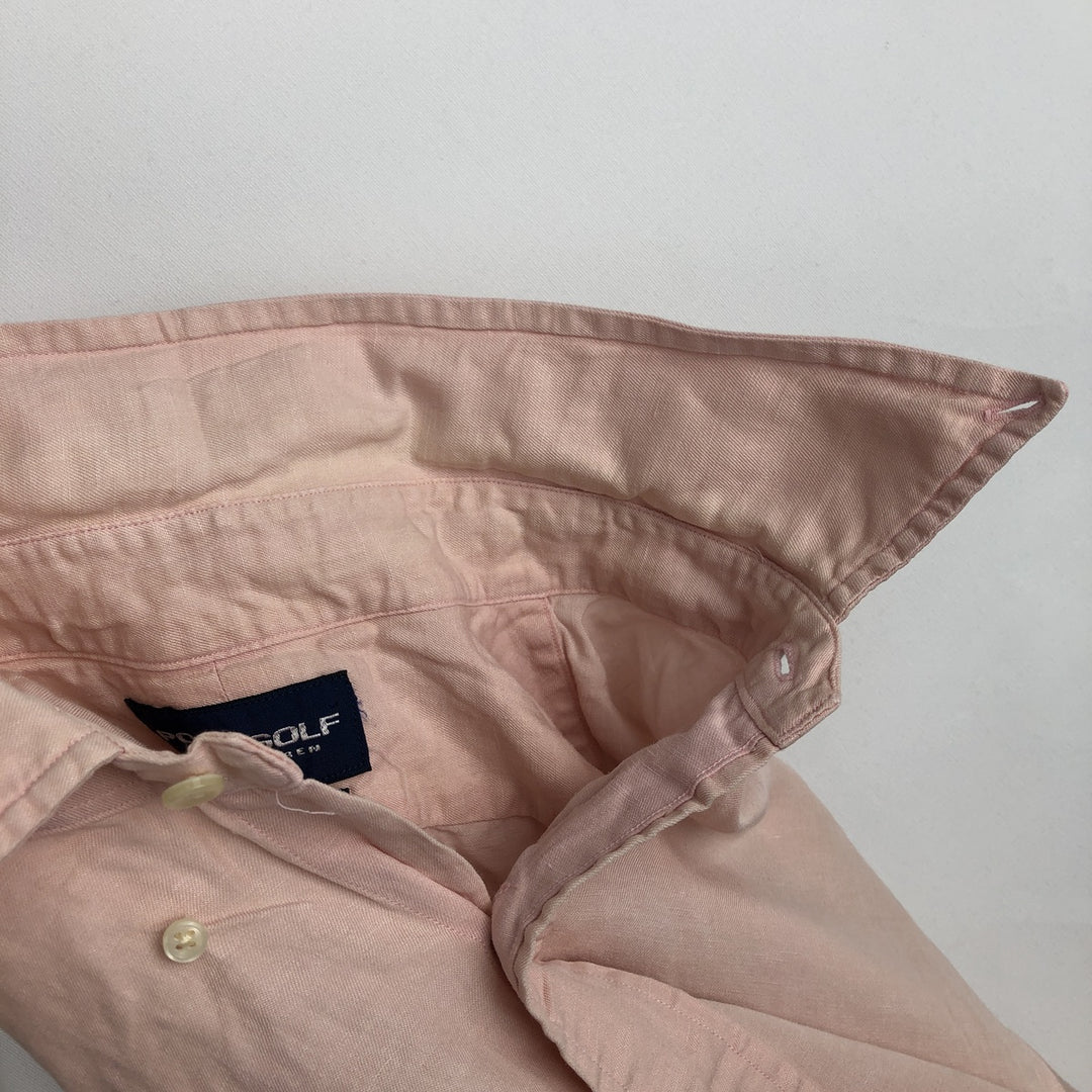 Ralph Lauren POLO GOLF Custom Fit Short-Sleeve Button-Down Shirt, Men's Size L (approx.) unclear pink type Vintage Second Hand