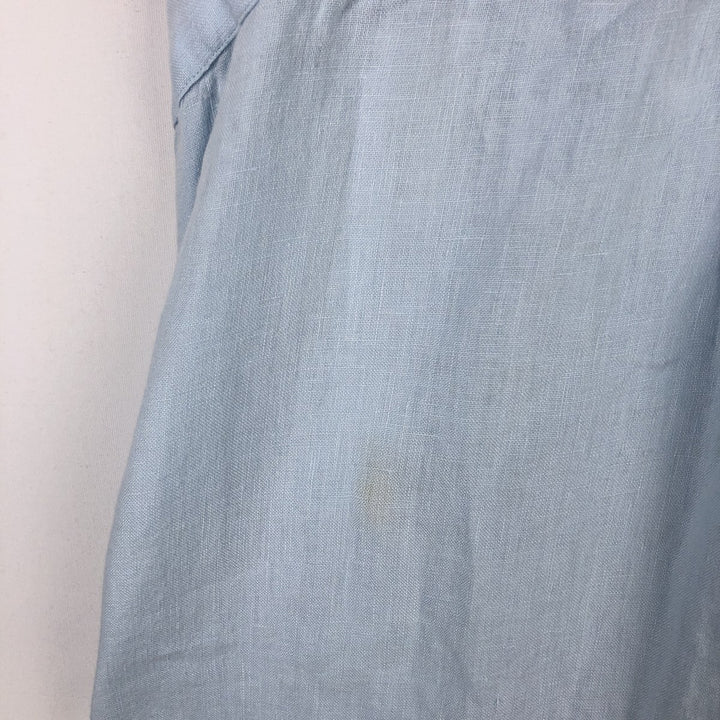 Ralph Lauren CUSTOM FIT short sleeve linen button down shirt, men's XL size linen Blue type light blue Vintage Second Hand