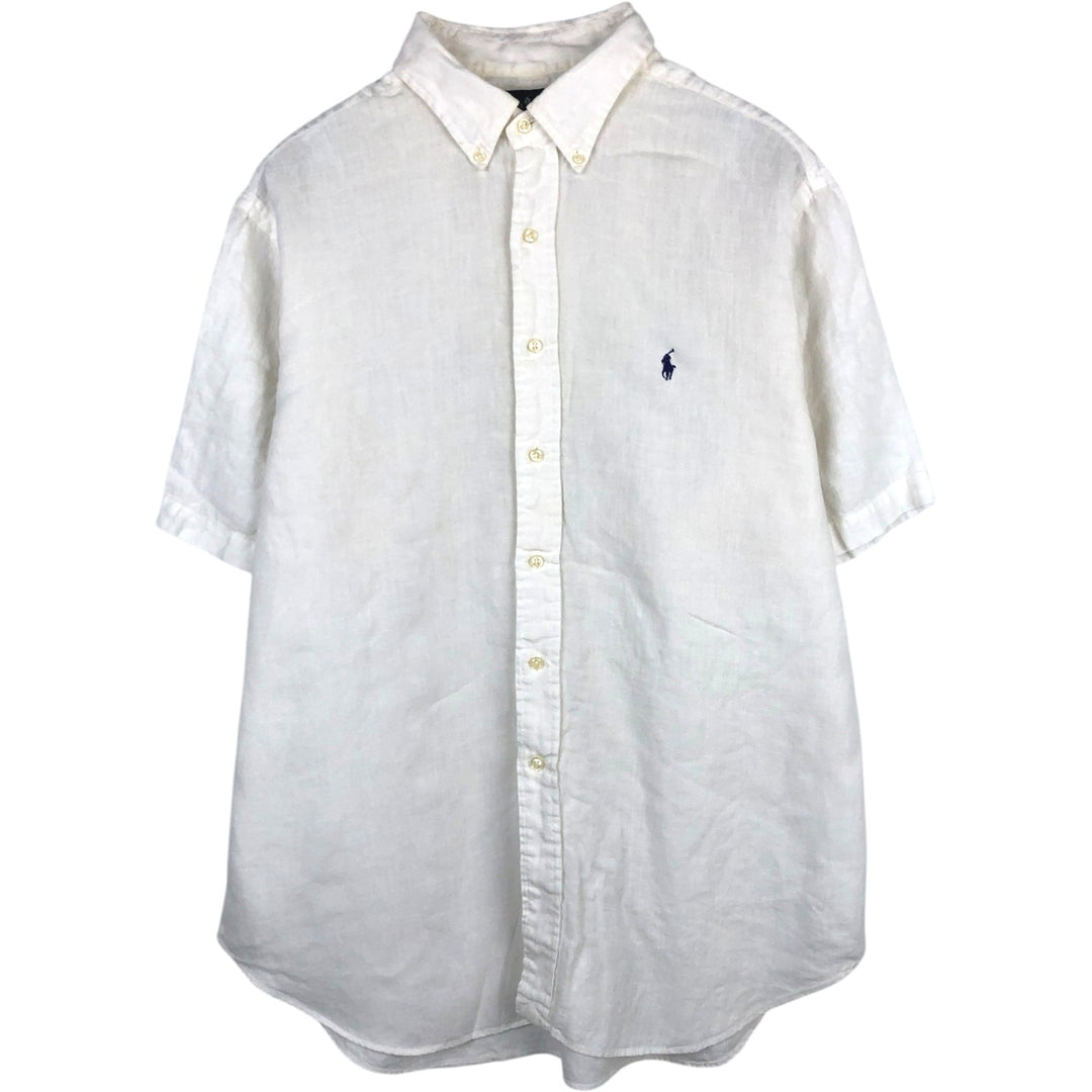 Ralph Lauren Classic Fit Short Sleeve Linen Button Down Shirt Men's XL linen white type Vintage Second Hand
