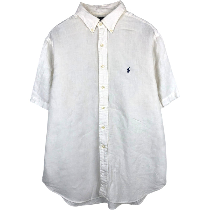 Ralph Lauren Classic Fit Short Sleeve Linen Button Down Shirt Men's XL linen white type Vintage Second Hand
