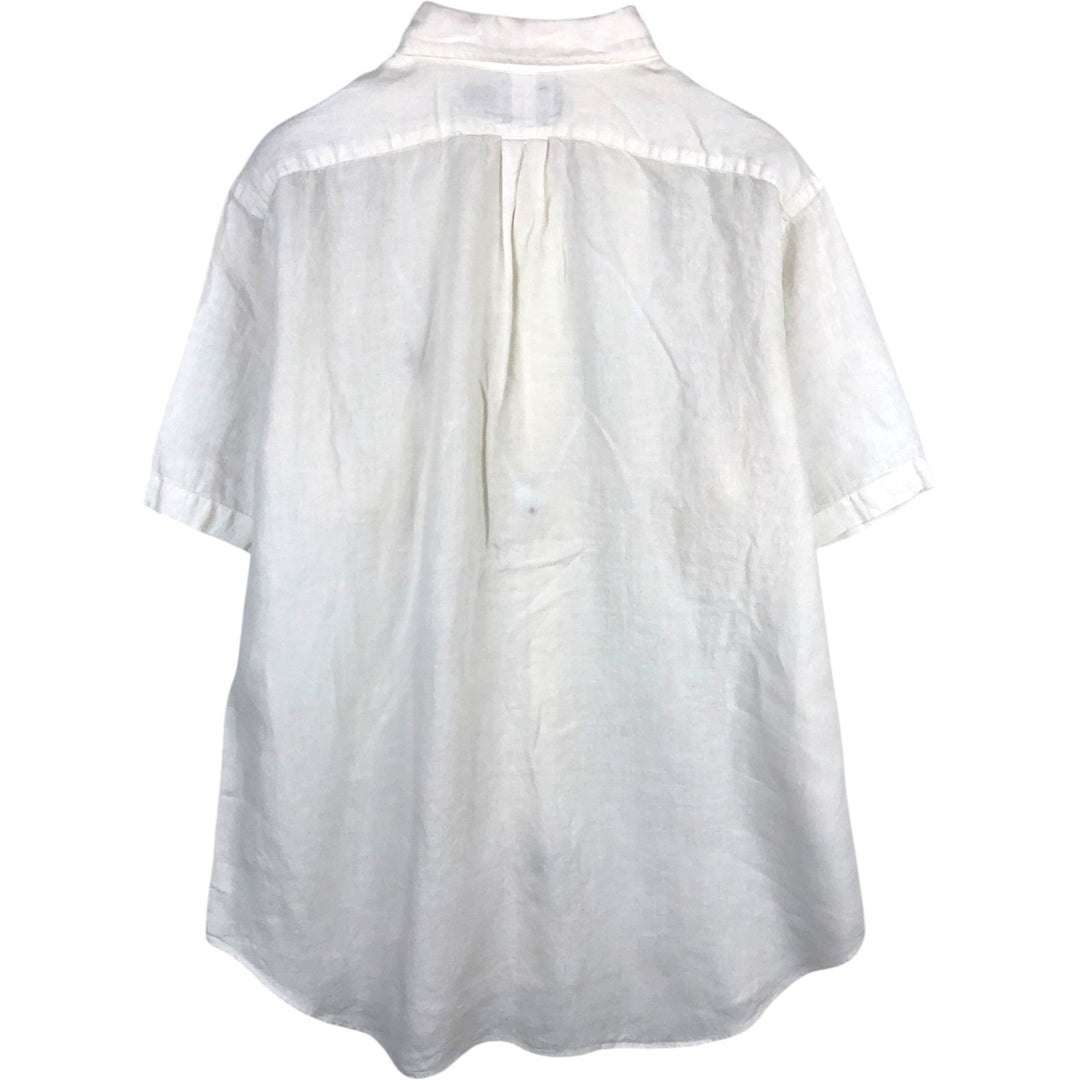 Ralph Lauren Classic Fit Short Sleeve Linen Button Down Shirt Men's XL linen white type Vintage Second Hand