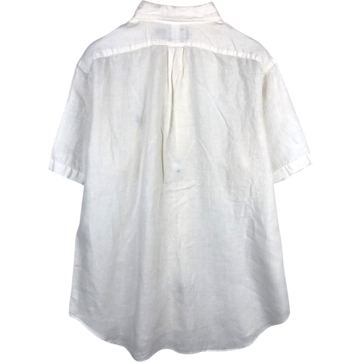 Ralph Lauren Classic Fit Short Sleeve Linen Button Down Shirt Men's XL linen white type Vintage Second Hand