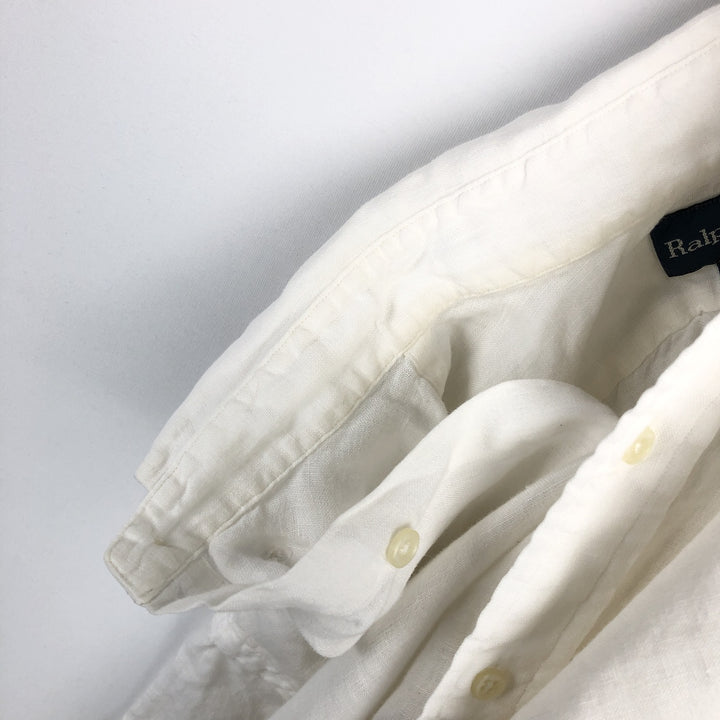 Ralph Lauren Classic Fit Short Sleeve Linen Button Down Shirt Men's XL linen white type Vintage Second Hand