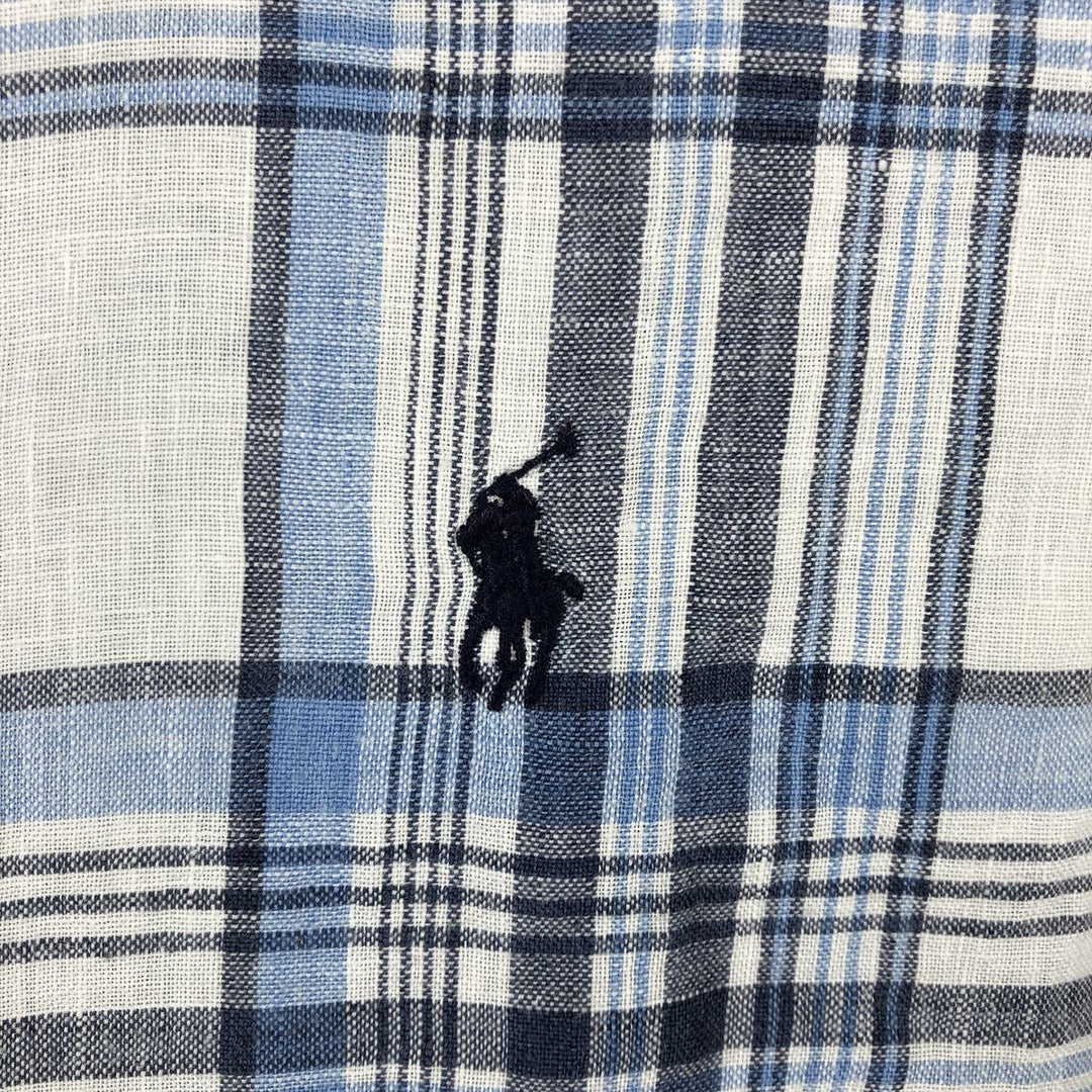 Ralph Lauren Classic Fit Short Sleeve Linen Button Down Shirt Men's Size L linen blue type Vintage Second Hand